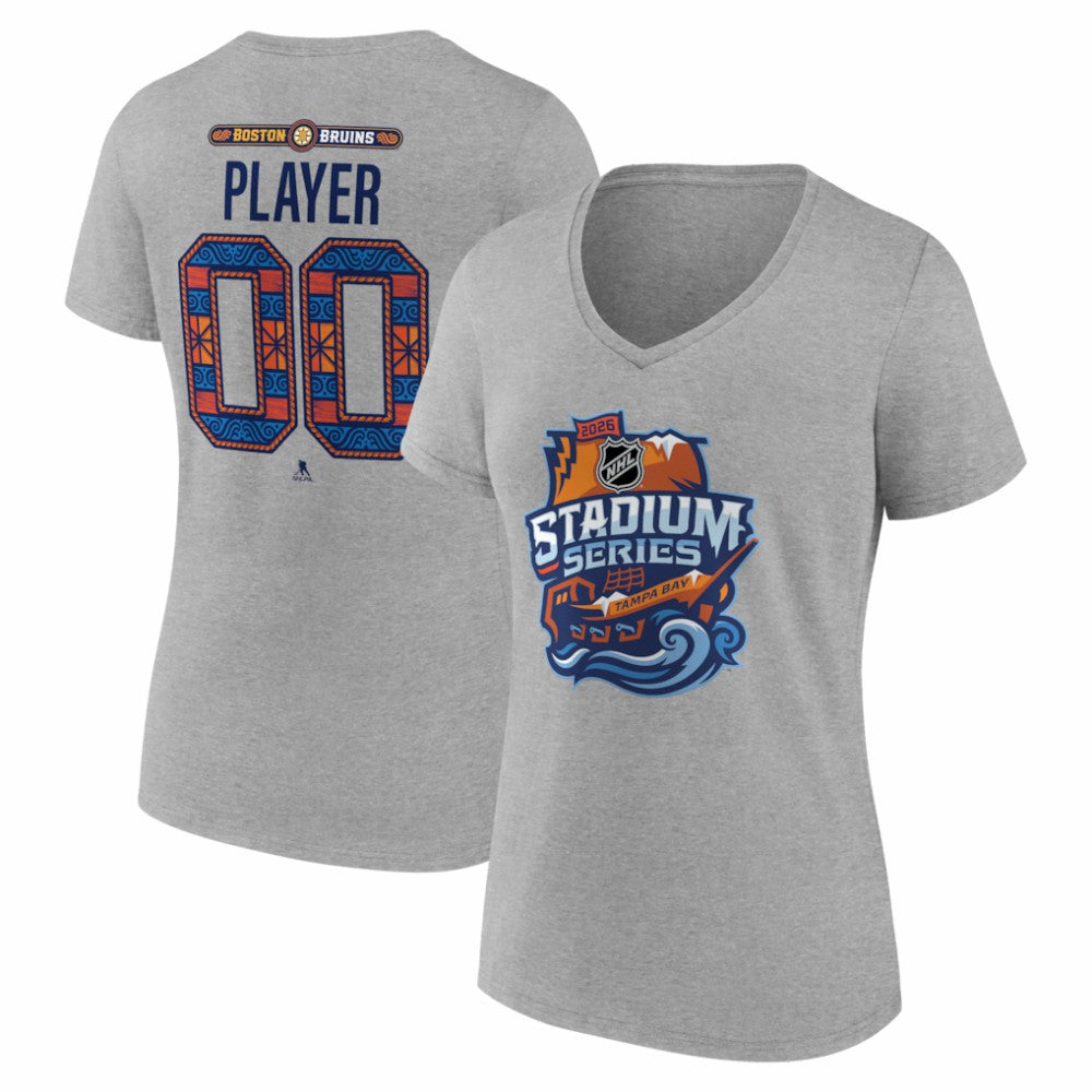 Boston Bruins Women's 2026 NHL Stadium Series Personalized Name & Number V-Neck T-Shirt Discount