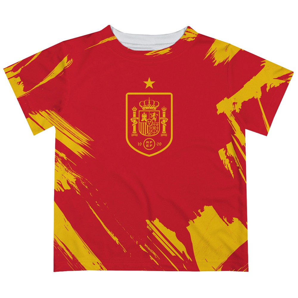 Spain National Team Vive La Fete Youth Paint Brush T-Shirt Red