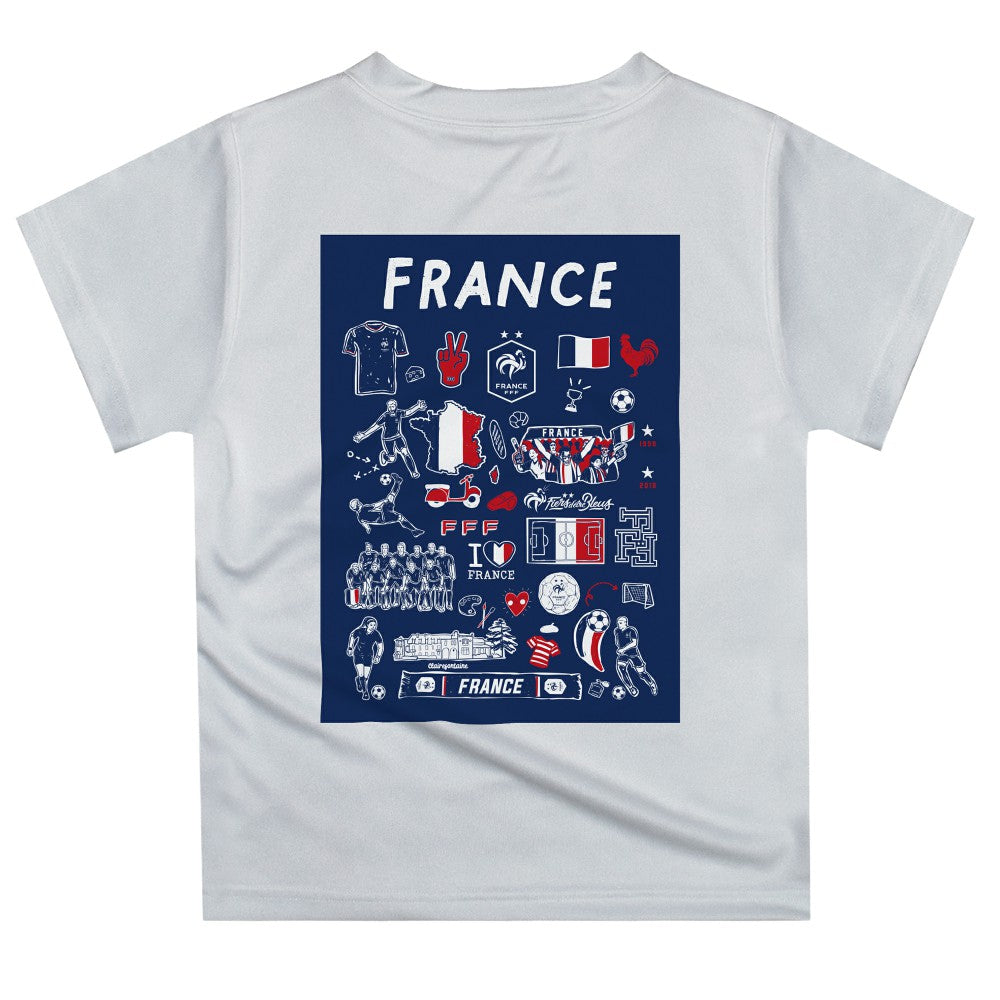 France National Team Vive La Fete Youth Impressions Artwork T-Shirt White