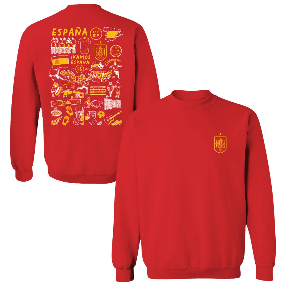 Spain National Team Vive La Fete Women's Impressions Artwork Sweatshirt Red