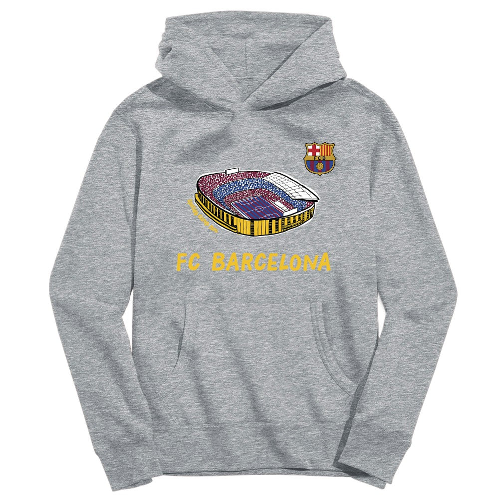 Barcelona Vive La Fete Youth Stadium Style Hoodie Gray