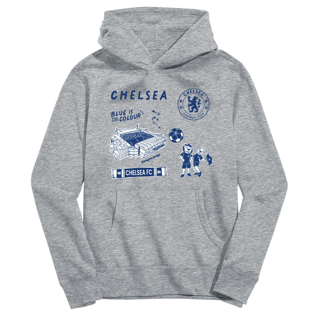Chelsea Vive La Fete Youth Impressions Icons Hoodie Gray
