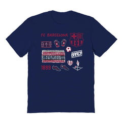 Barcelona Vive La Fete Youth Impressions Icons T-Shirt Navy