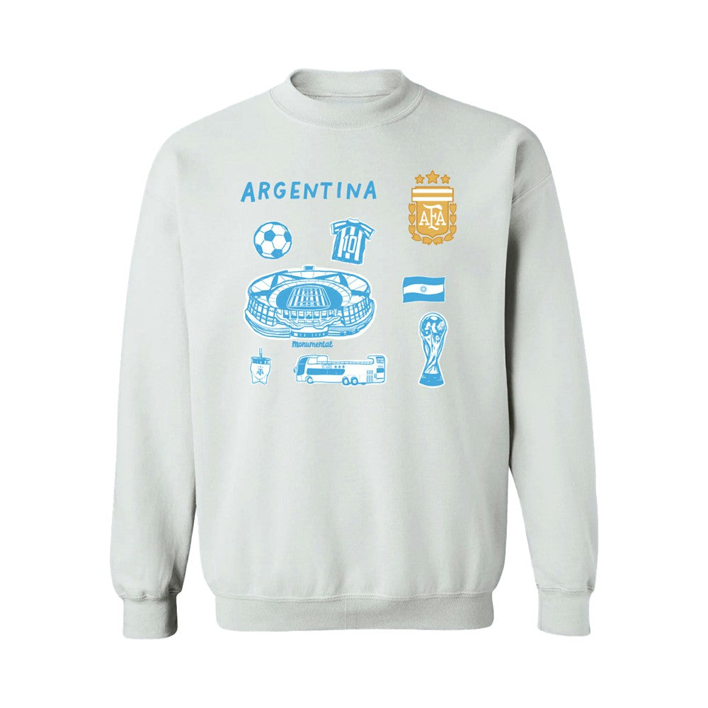 Argentina National Team Vive La Fete Women's Impressions Icons Sweatshirt White