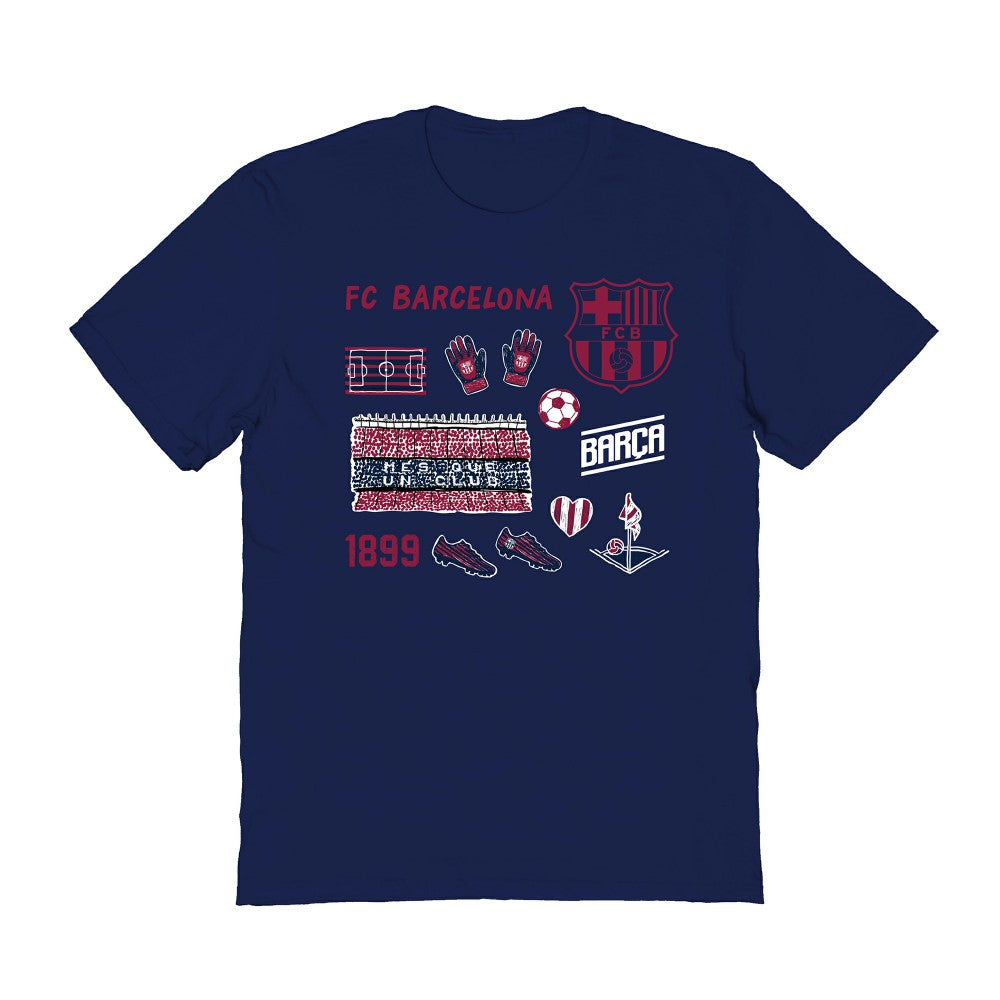 Barcelona Vive La Fete Women's Impressions Icons T-Shirt Navy