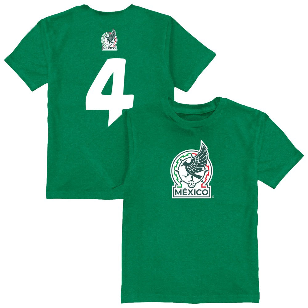 Edson Álvarez Mexico National Team Vive La Fete Youth Player Name & Number Color Badge T-Shirt Green