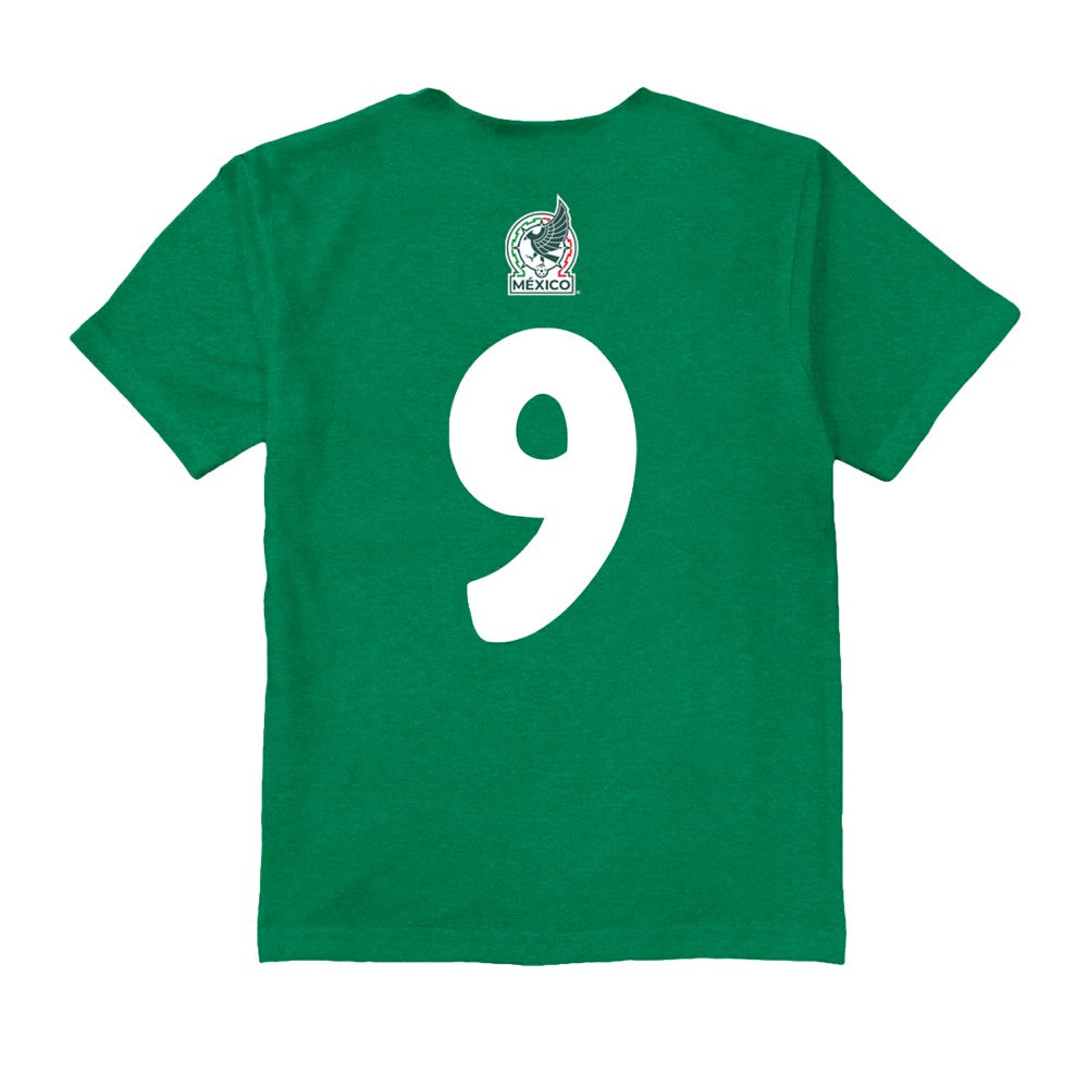 Raúl Jiménez Mexico National Team Vive La Fete Youth Player Name & Number Color Badge T-Shirt Green