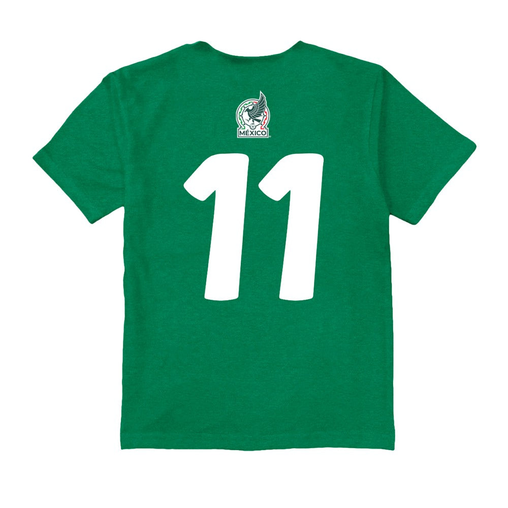 Santiago Gimenez Mexico National Team Vive La Fete Youth Player Name & Number Chilena Style T-Shirt Green