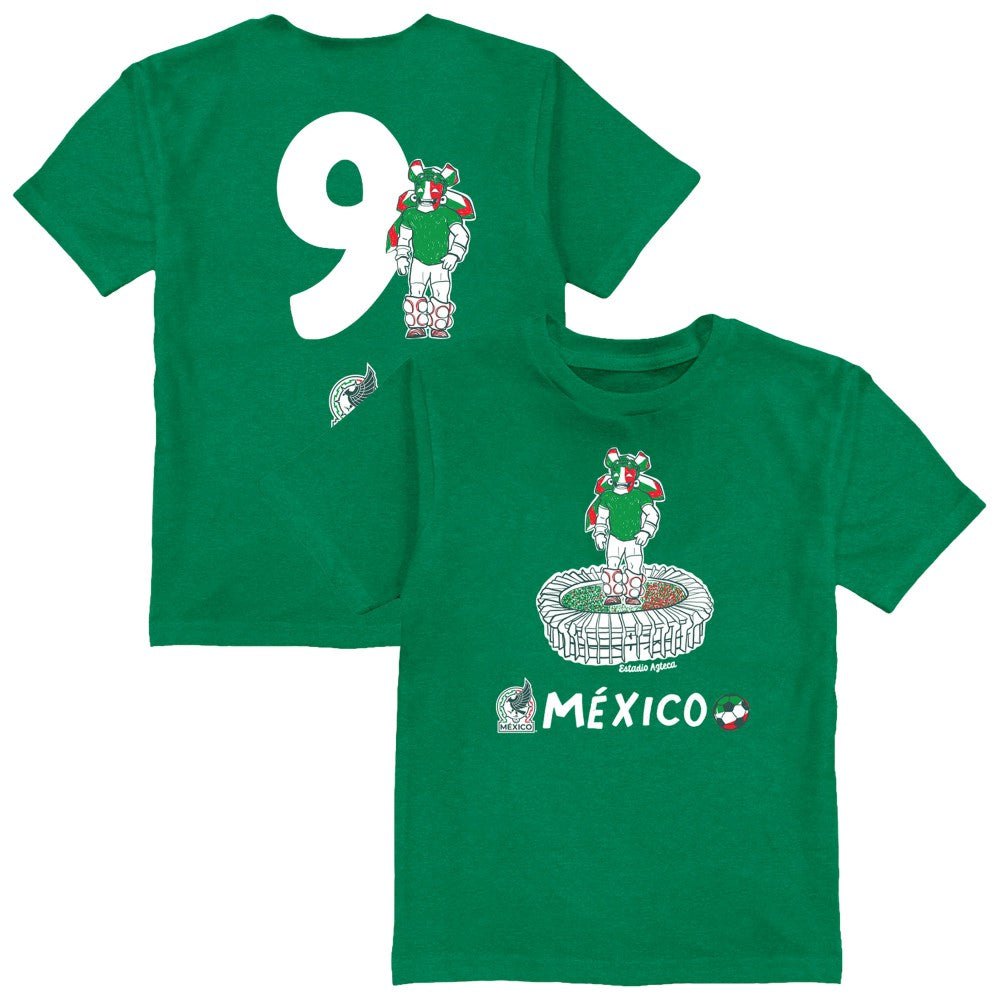 Raúl Jiménez Mexico National Team Vive La Fete Youth Player Name & Number Stadium Style T-Shirt Green