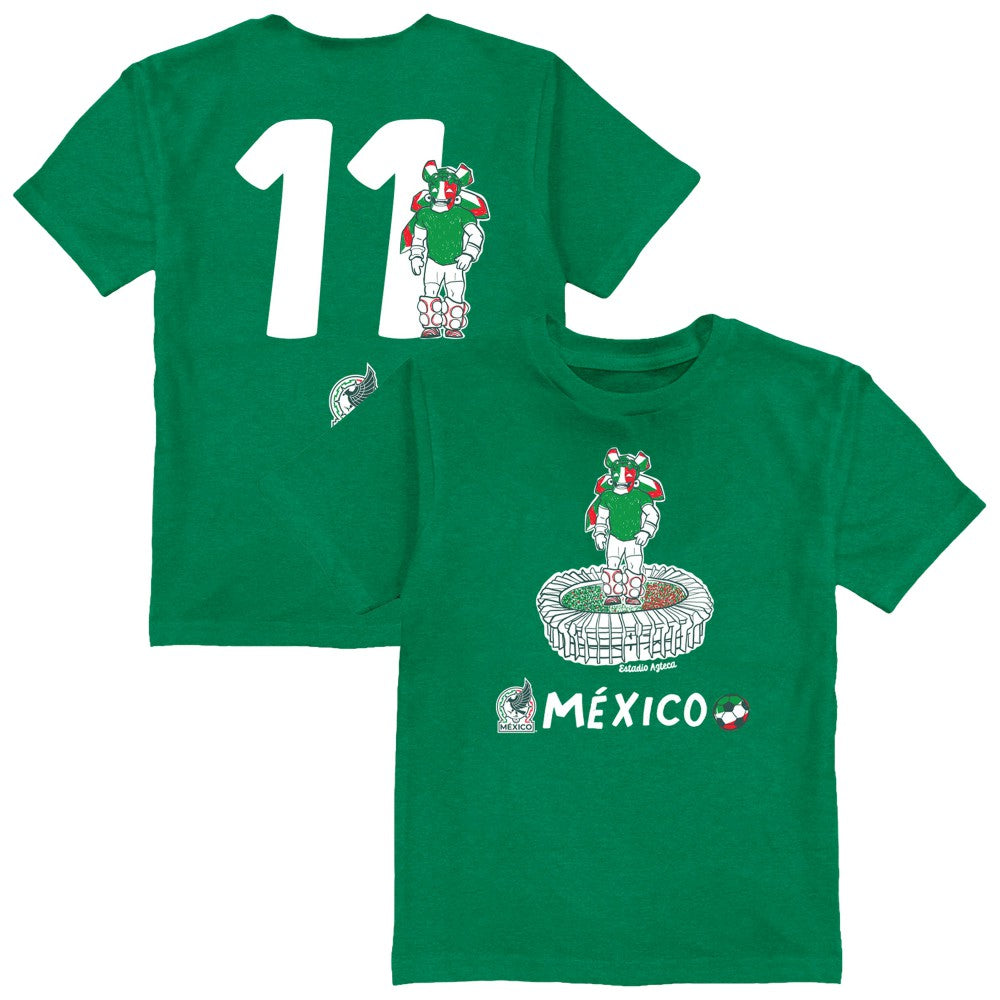 Santiago Gimenez Mexico National Team Vive La Fete Youth Player Name & Number Stadium Style T-Shirt Green