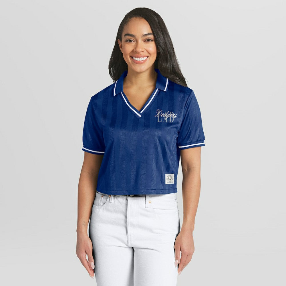 Los Angeles Dodgers WEAR by Erin Andrews Women's Cropped Polo | MLB Near me