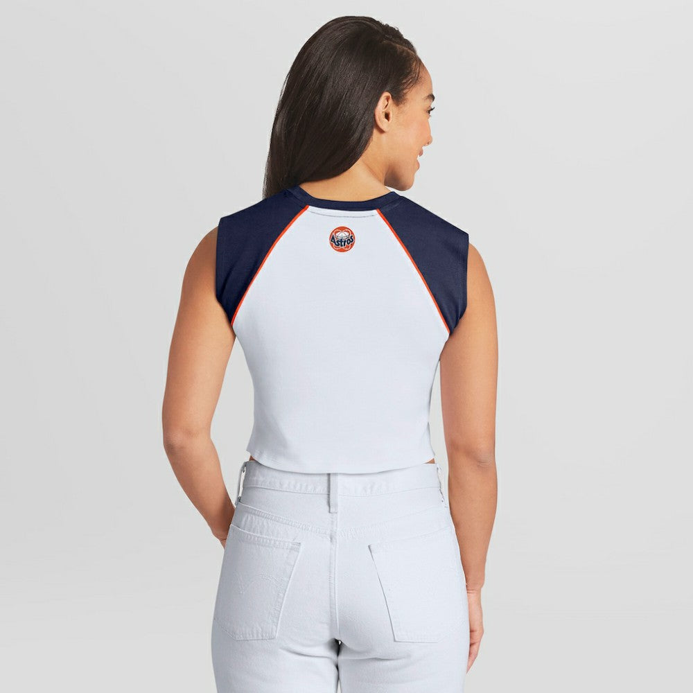 Houston Astros WEAR by Erin Andrews Women's Cooperstown Cropped Raglan Tank Top | MLB Sale