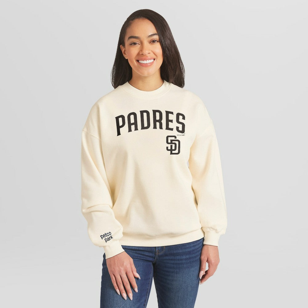 San Diego Padres WEAR by Erin Andrews Women's Heavyweight Crew Neck Sweatshirt | MLB New