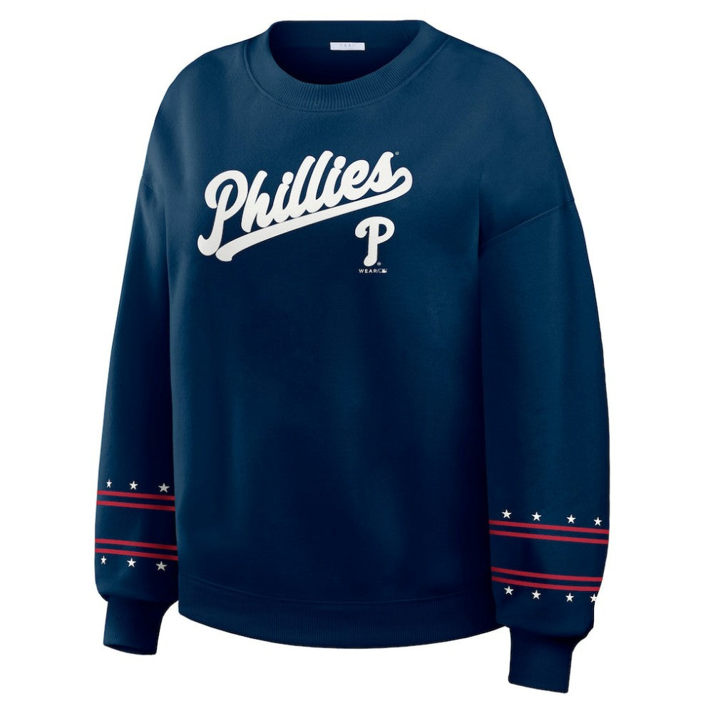 Philadelphia Phillies WEAR by Erin Andrews Women's Americana Heavyweight Fleece Sweatshirt | MLB Discount