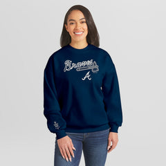 Atlanta Braves WEAR by Erin Andrews Women's Heavyweight Crew Neck Sweatshirt | MLB Outlet