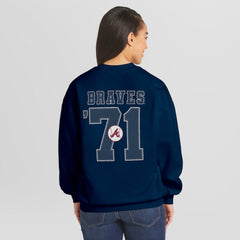 Atlanta Braves WEAR by Erin Andrews Women's Heavyweight Crew Neck Sweatshirt | MLB Outlet