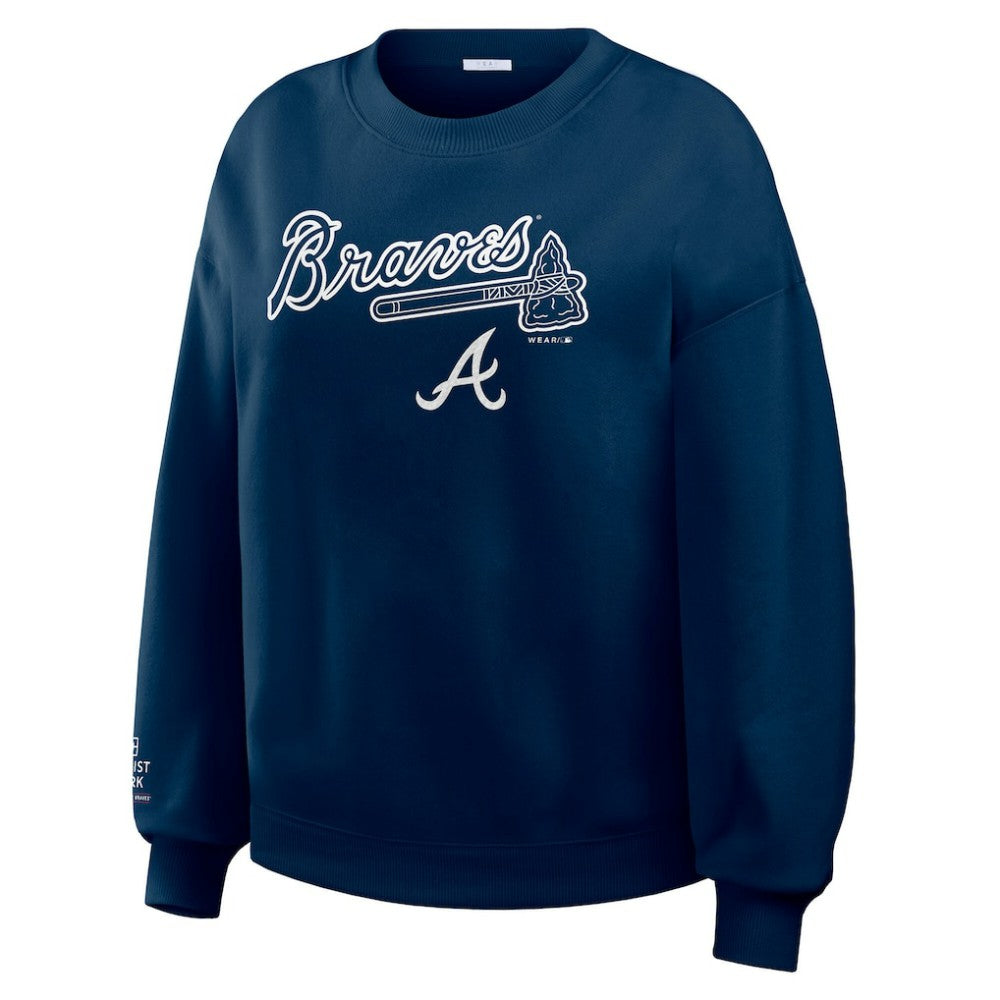 Atlanta Braves WEAR by Erin Andrews Women's Heavyweight Crew Neck Sweatshirt | MLB Outlet