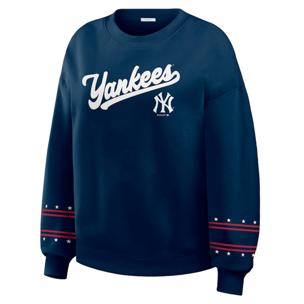 New York Yankees WEAR by Erin Andrews Women's Americana Heavyweight Fleece Sweatshirt | MLB Outlet