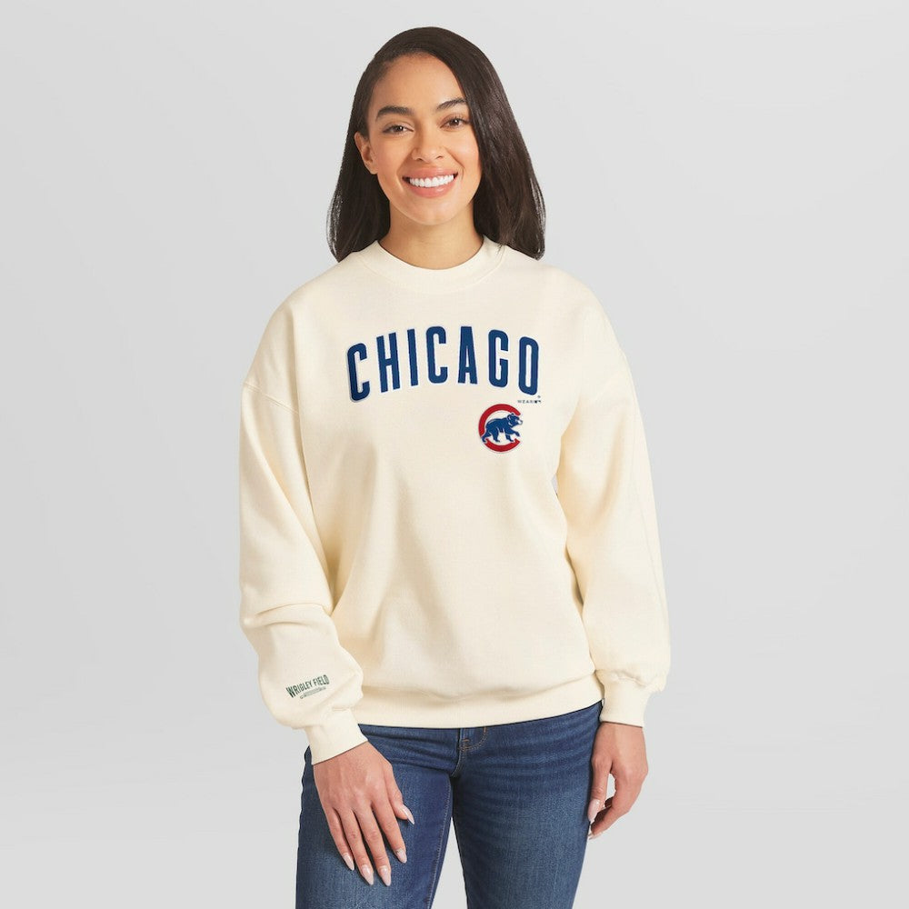 Chicago Cubs WEAR by Erin Andrews Women's Heavyweight Crew Neck Sweatshirt | MLB Sale