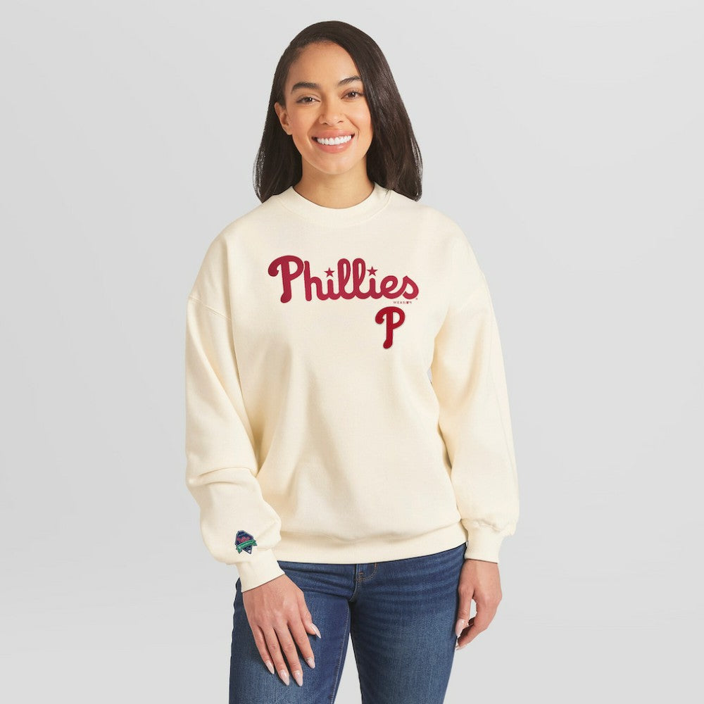 Philadelphia Phillies WEAR by Erin Andrews Women's Heavyweight Crew Neck Sweatshirt | MLB Online