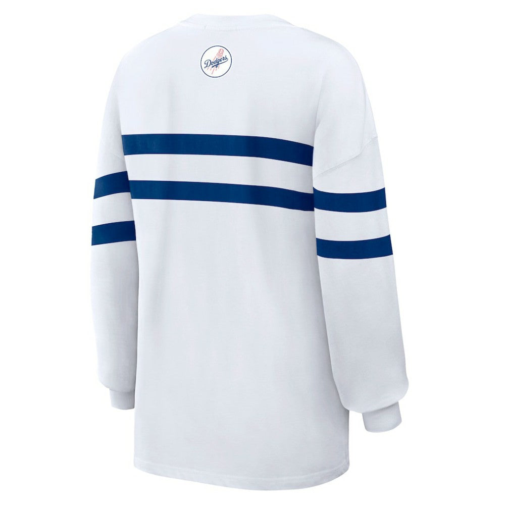 Los Angeles Dodgers WEAR by Erin Andrews Women's Oversized Long Sleeve Striped T-Shirt | MLB Sale