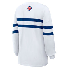 Chicago Cubs WEAR by Erin Andrews Women's Oversized Long Sleeve Striped T-Shirt | MLB Discount