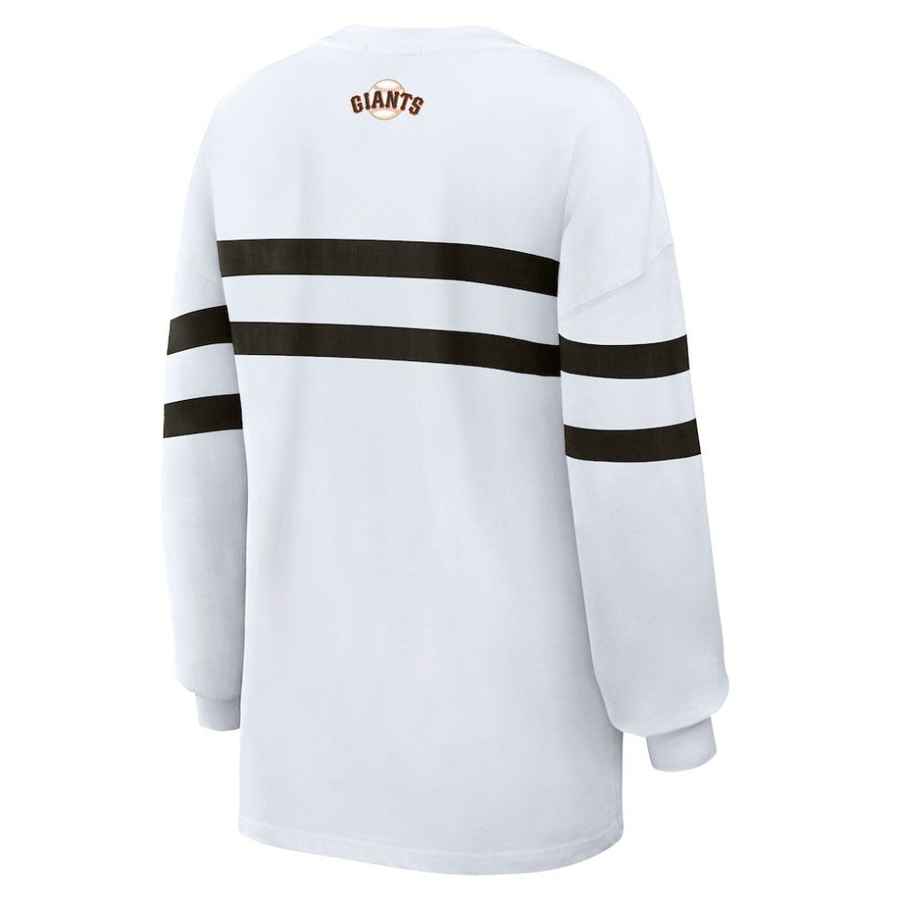 San Francisco Giants WEAR by Erin Andrews Women's Oversized Long Sleeve Striped T-Shirt | MLB Shop