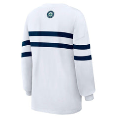 Seattle Mariners WEAR by Erin Andrews Women's Oversized Long Sleeve Striped T-Shirt | MLB Outlet