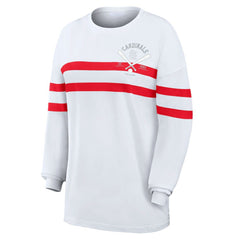 St. Louis Cardinals WEAR by Erin Andrews Women's Oversized Long Sleeve Striped T-Shirt | MLB Outlet