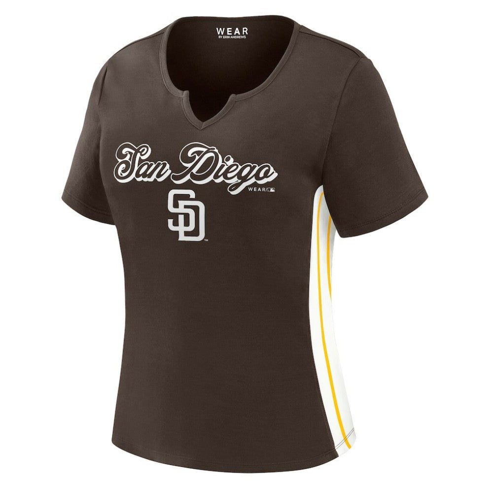 San Diego Padres WEAR by Erin Andrews Women's Notch Neck Cropped T-Shirt | MLB New
