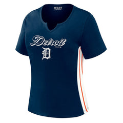 Detroit Tigers WEAR by Erin Andrews Women's Notch Neck Cropped T-Shirt | MLB For sale