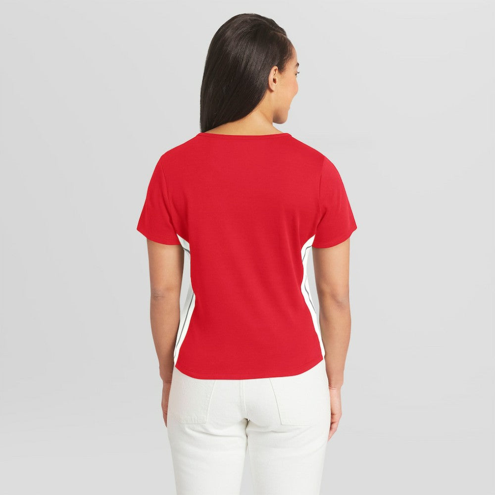 Philadelphia Phillies WEAR by Erin Andrews Women's Notch Neck Cropped T-Shirt | MLB Near me