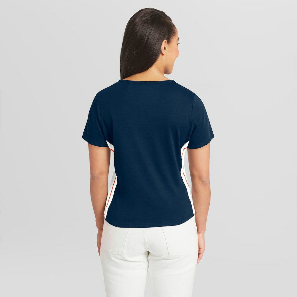 Houston Astros WEAR by Erin Andrews Women's Notch Neck Cropped T-Shirt | MLB Discount