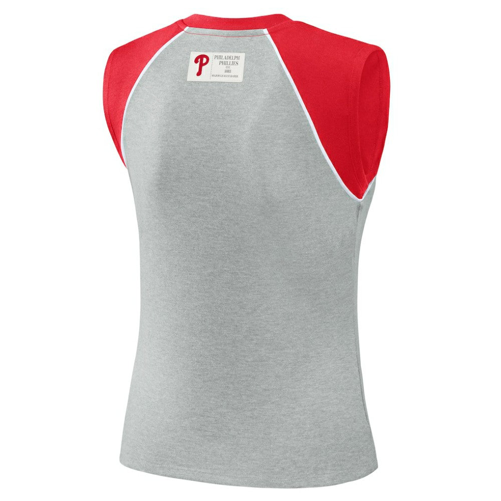 Philadelphia Phillies WEAR by Erin Andrews Women's Cropped Raglan Tank Top | MLB Sale