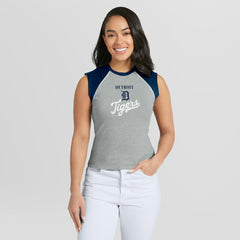 Detroit Tigers WEAR by Erin Andrews Women's Cropped Raglan Tank Top | MLB For sale