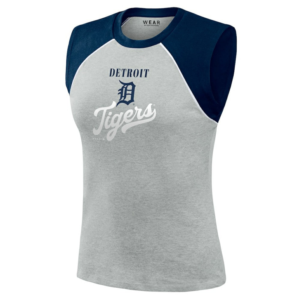 Detroit Tigers WEAR by Erin Andrews Women's Cropped Raglan Tank Top | MLB For sale