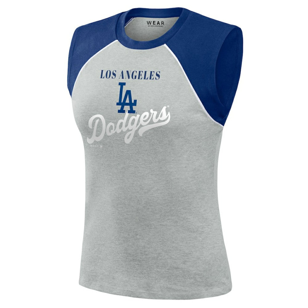 Los Angeles Dodgers WEAR by Erin Andrews Women's Cropped Raglan Tank Top | MLB Near me