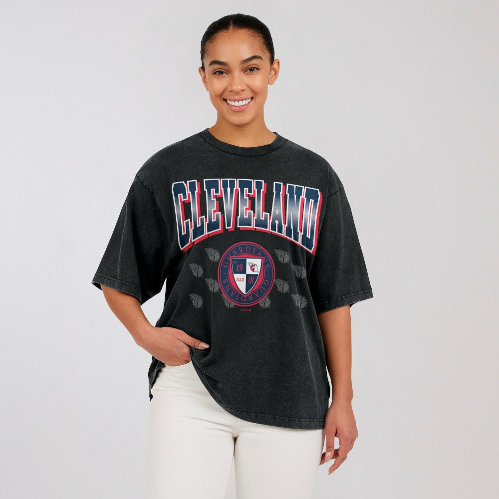 Cleveland Guardians WEAR by Erin Andrews Women's Oversized Boyfriend T-Shirt | MLB For sale