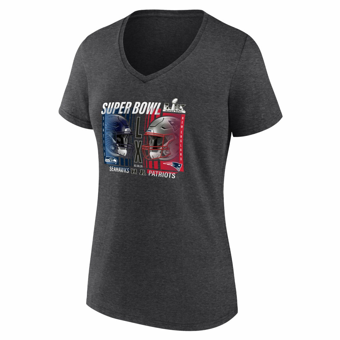 New England Patriots Fanatics vs. Seattle Seahawks Women's Super Bowl LX Matchup Plus Size Final Battle V-Neck T-Shirt