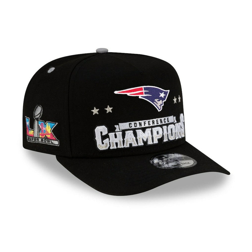 New England Patriots New Era 2025 AFC Champions Locker Room Trophy Collection A-Frame 9FIFTY Snapback Hat