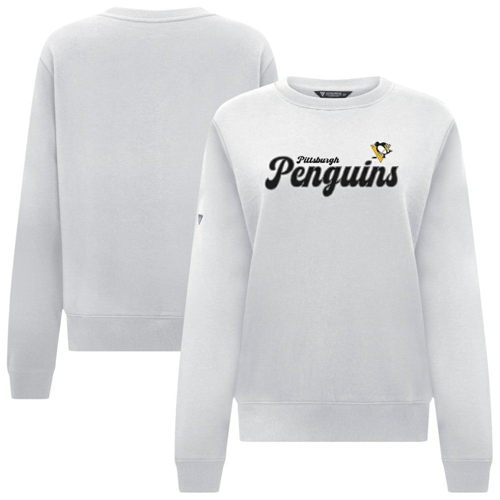 Pittsburgh Penguins Levelwear Women's Yvette Big Script Tri-Blend Sweatshirt For Sale