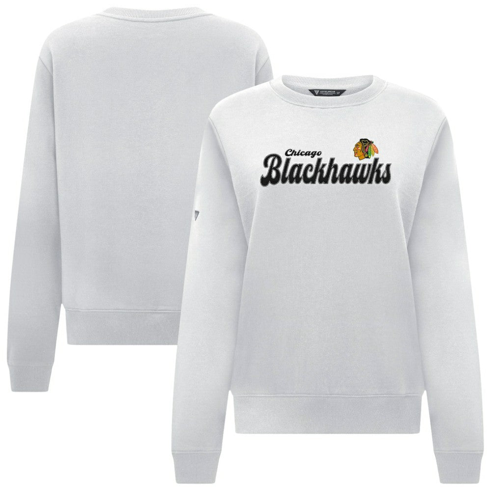 Chicago Blackhawks Levelwear Women's Yvette Big Script Tri-Blend Sweatshirt For Sale