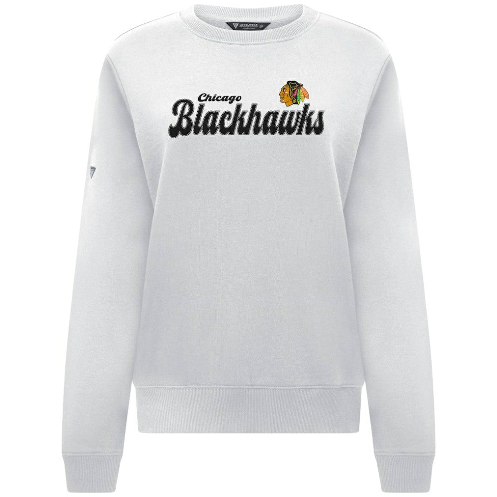 Chicago Blackhawks Levelwear Women's Yvette Big Script Tri-Blend Sweatshirt For Sale