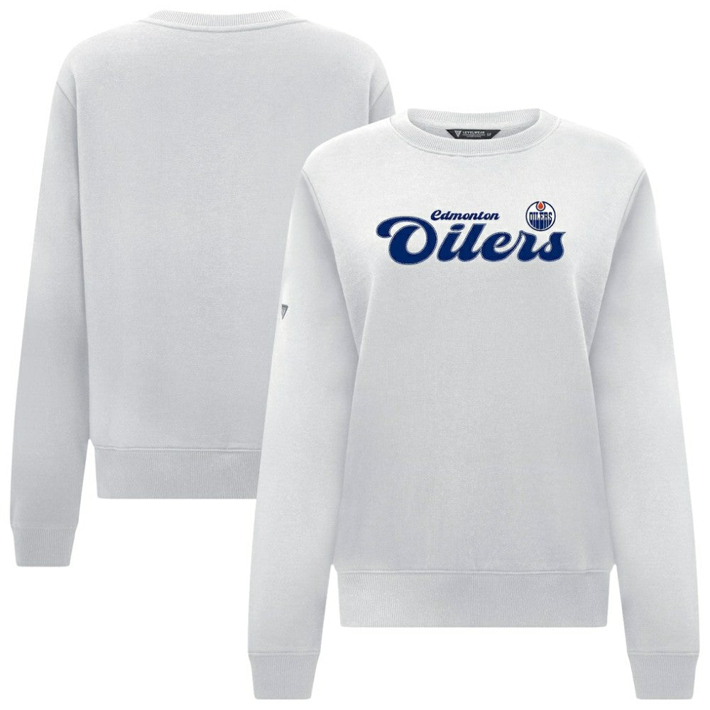Edmonton Oilers Levelwear Women's Yvette Big Script Tri-Blend Sweatshirt Outlet