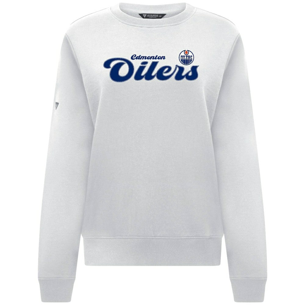 Edmonton Oilers Levelwear Women's Yvette Big Script Tri-Blend Sweatshirt Outlet