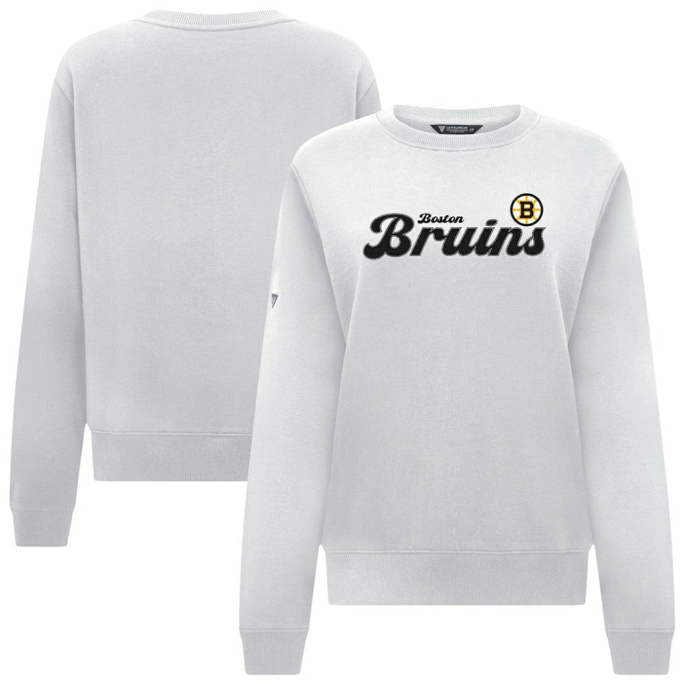 Boston Bruins Levelwear Women's Yvette Big Script Tri-Blend Sweatshirt For Sale