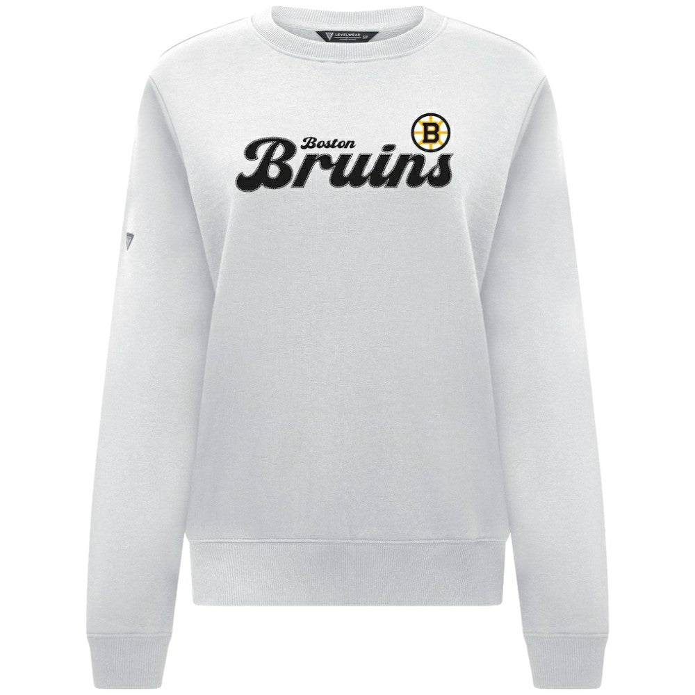 Boston Bruins Levelwear Women's Yvette Big Script Tri-Blend Sweatshirt For Sale