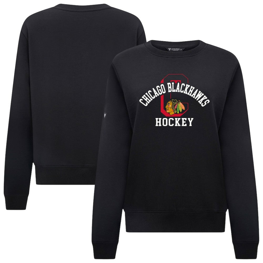 Chicago Blackhawks Levelwear Women's Yvette Limelight Big Letter Sweatshirt For Sale