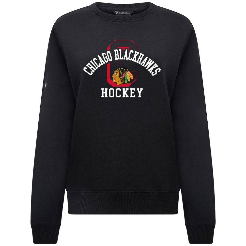 Chicago Blackhawks Levelwear Women's Yvette Limelight Big Letter Sweatshirt For Sale