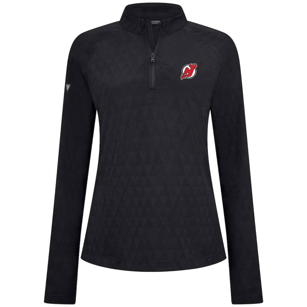 New Jersey Devils Levelwear Women's Spike Raglan Quarter-Zip Top For Sale